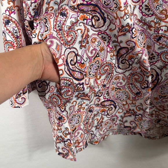 Lands' End women’s 1/4 Zip Pink and Purple Paisley Blouse Size 3X. Has Pockets - Picture 6 of 6